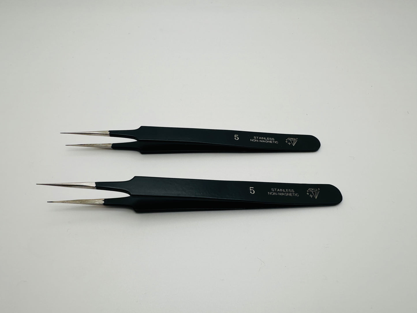 Tweezers No 5. Black. Stainless Steel Non Magnetic.