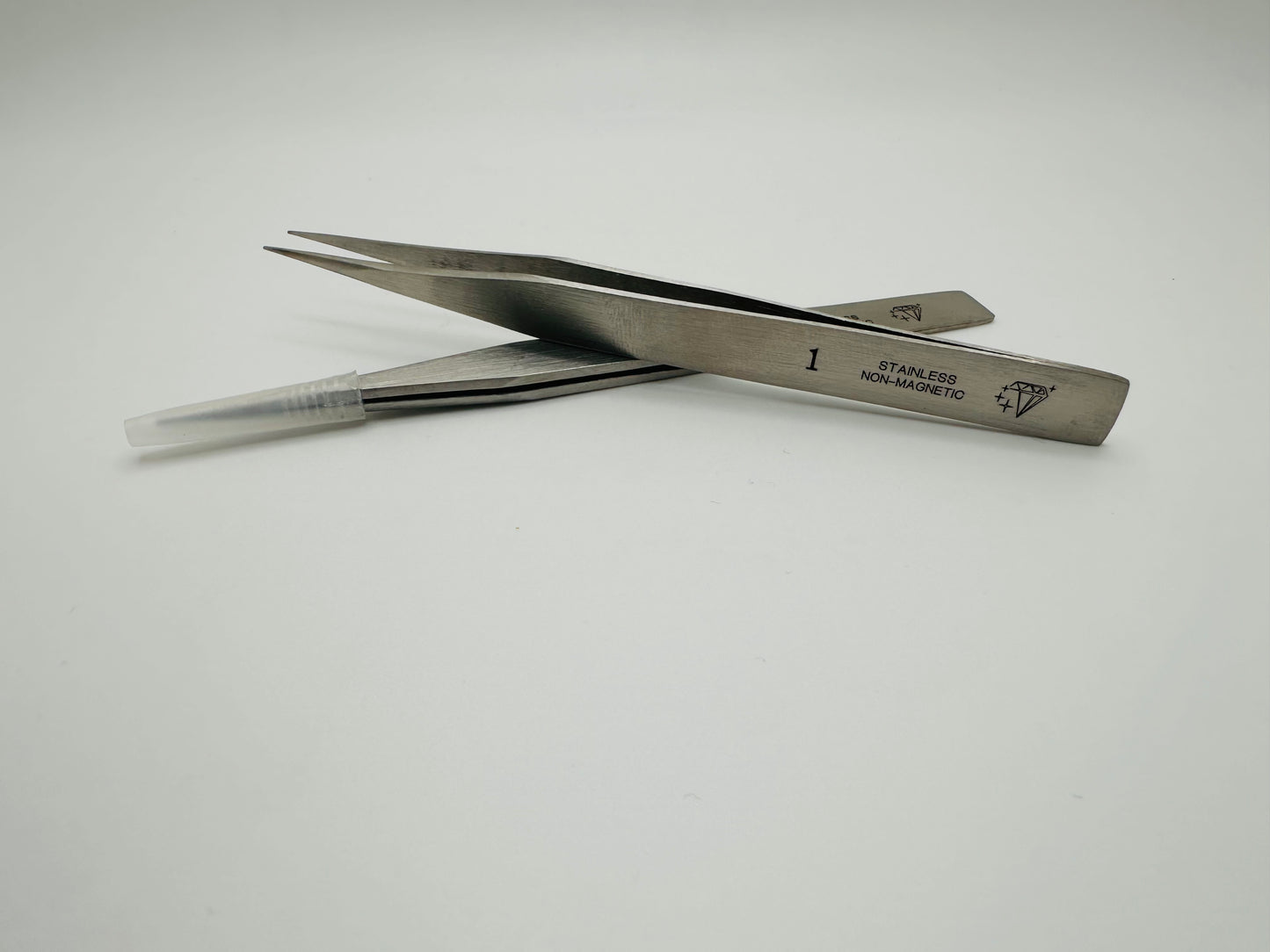 Diamond star Tweezers # 1. Stainless Steel Non Magnetic. Hand made.