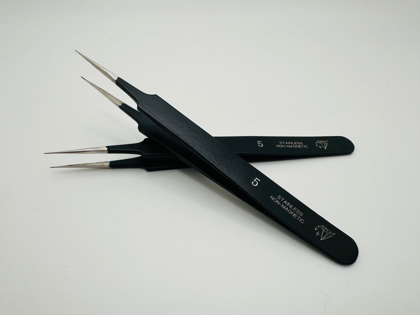 Tweezers No 5. Black. Stainless Steel Non Magnetic.