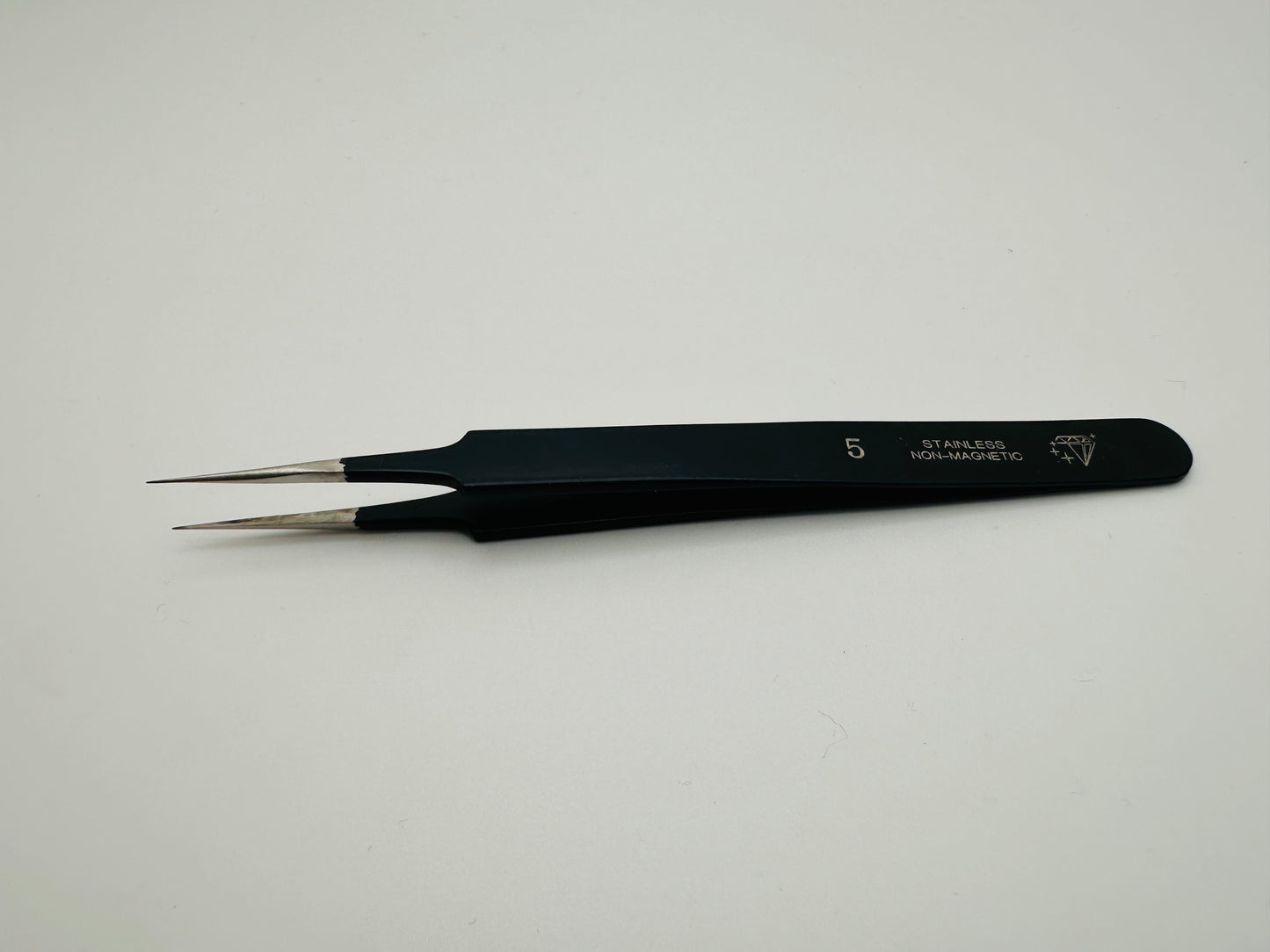 Tweezers No 5. Black. Stainless Steel Non Magnetic.