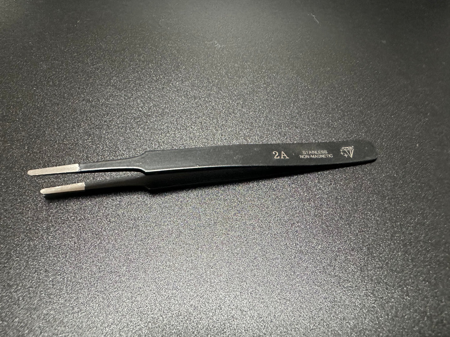 Tweezers 2A. Black Non Magnetic Stainless steel.