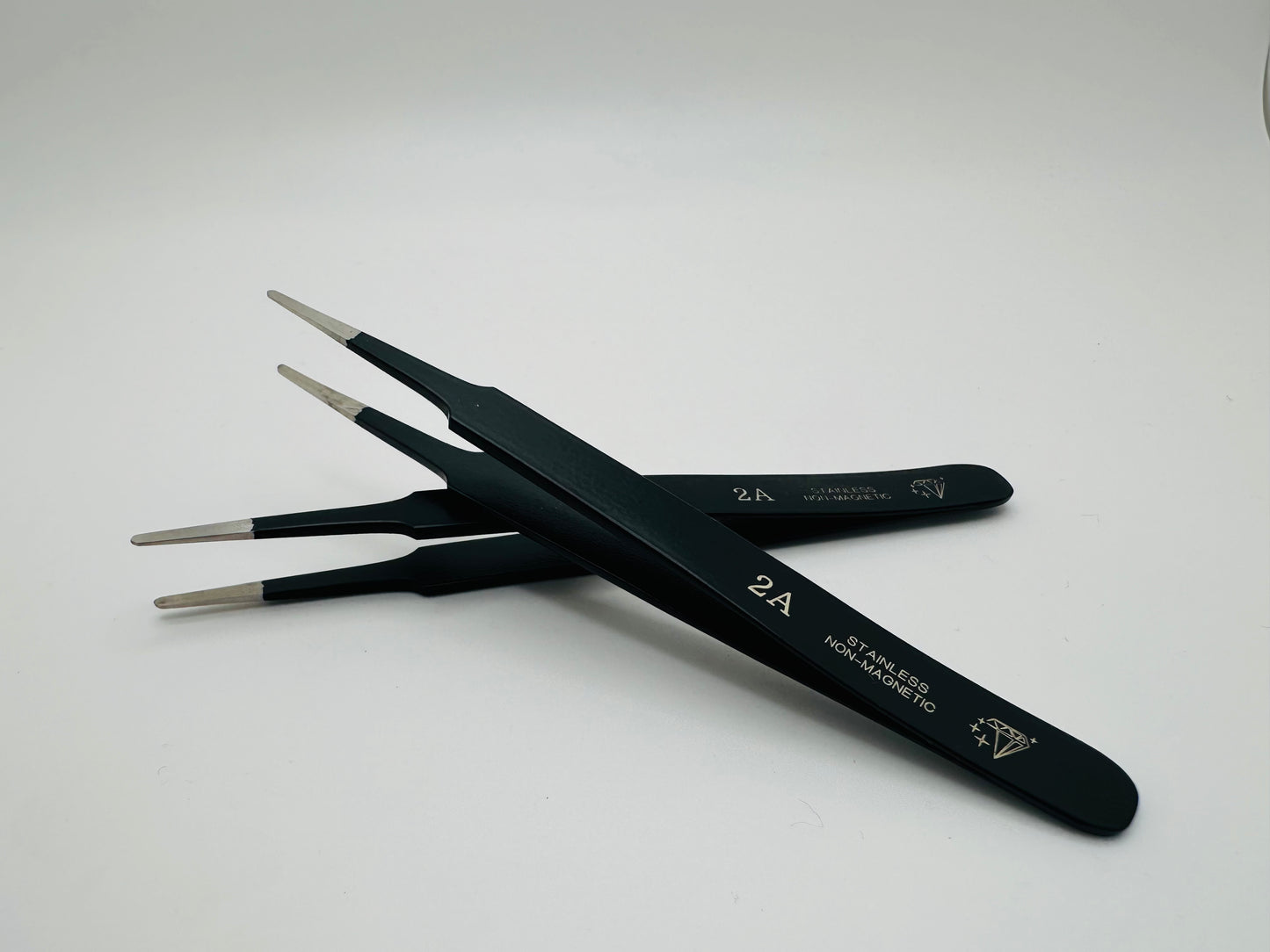 Tweezers 2A. Black Non Magnetic Stainless steel.