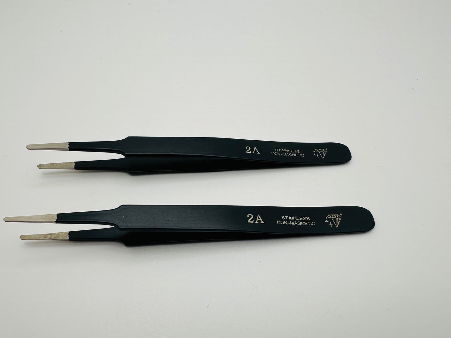Tweezers 2A. Black Non Magnetic Stainless steel.