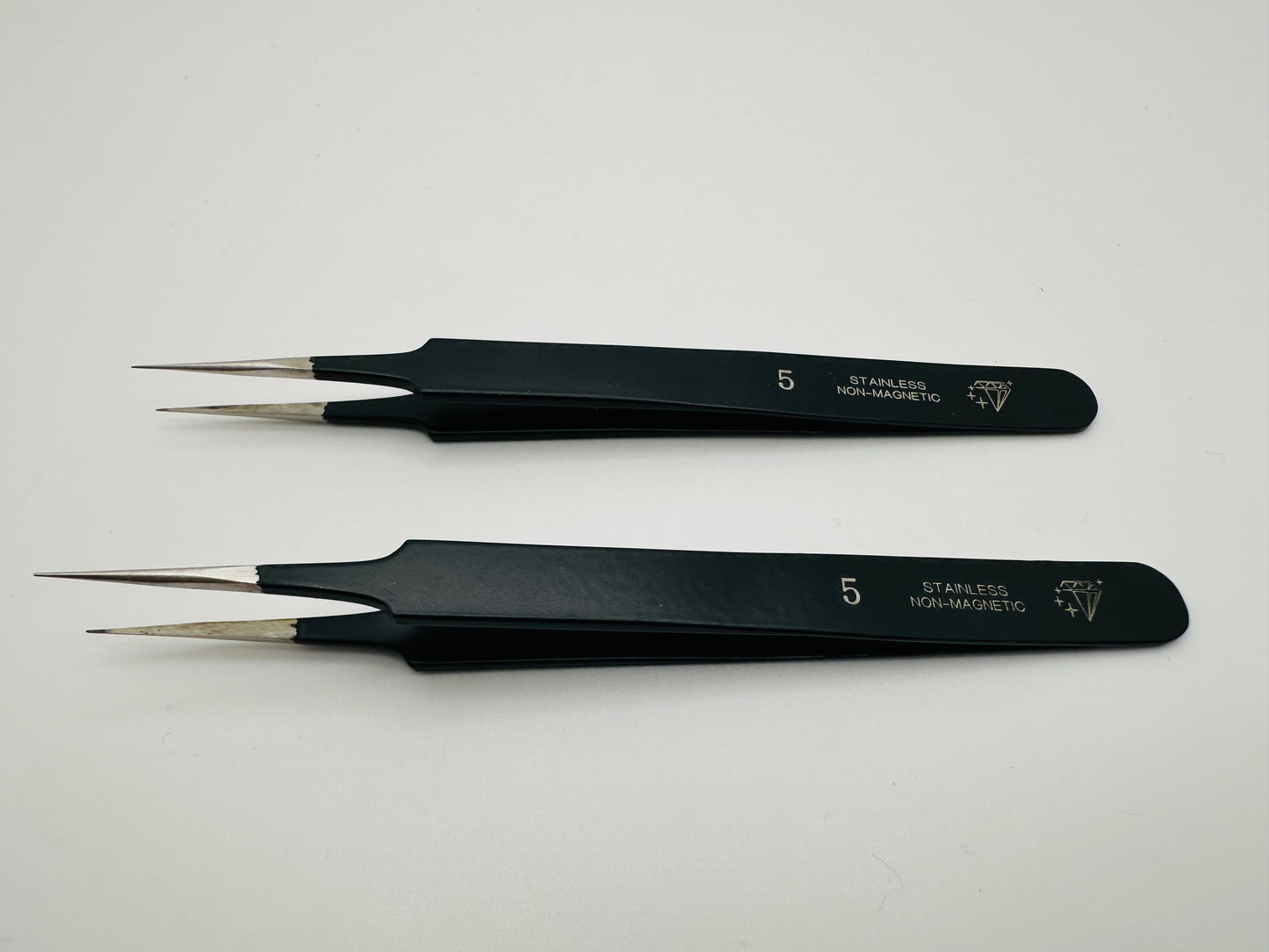 Tweezers No 5. Black. Stainless Steel Non Magnetic.