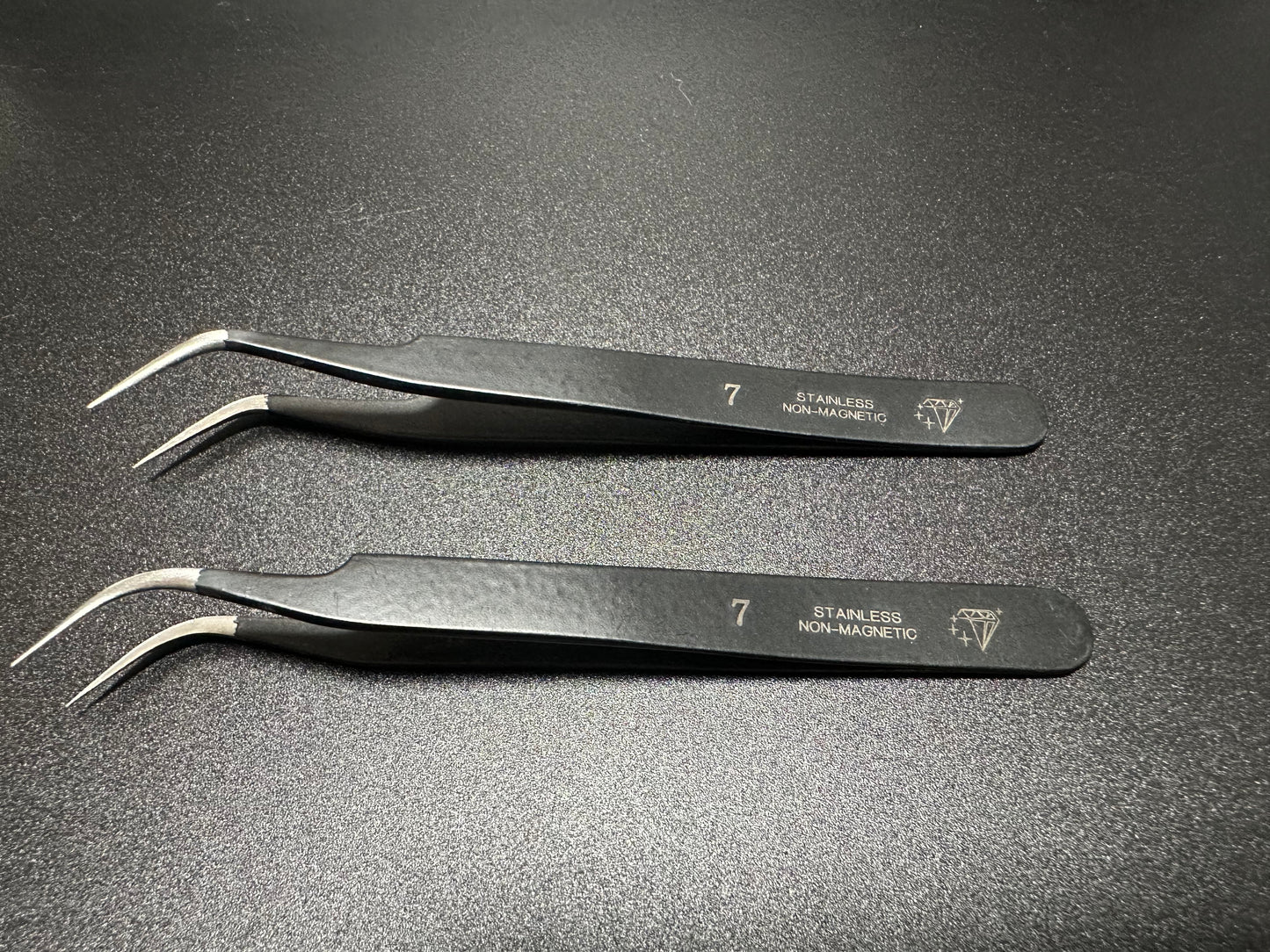 Tweezers # 7. Black. Stainless steel Non Magnetic.