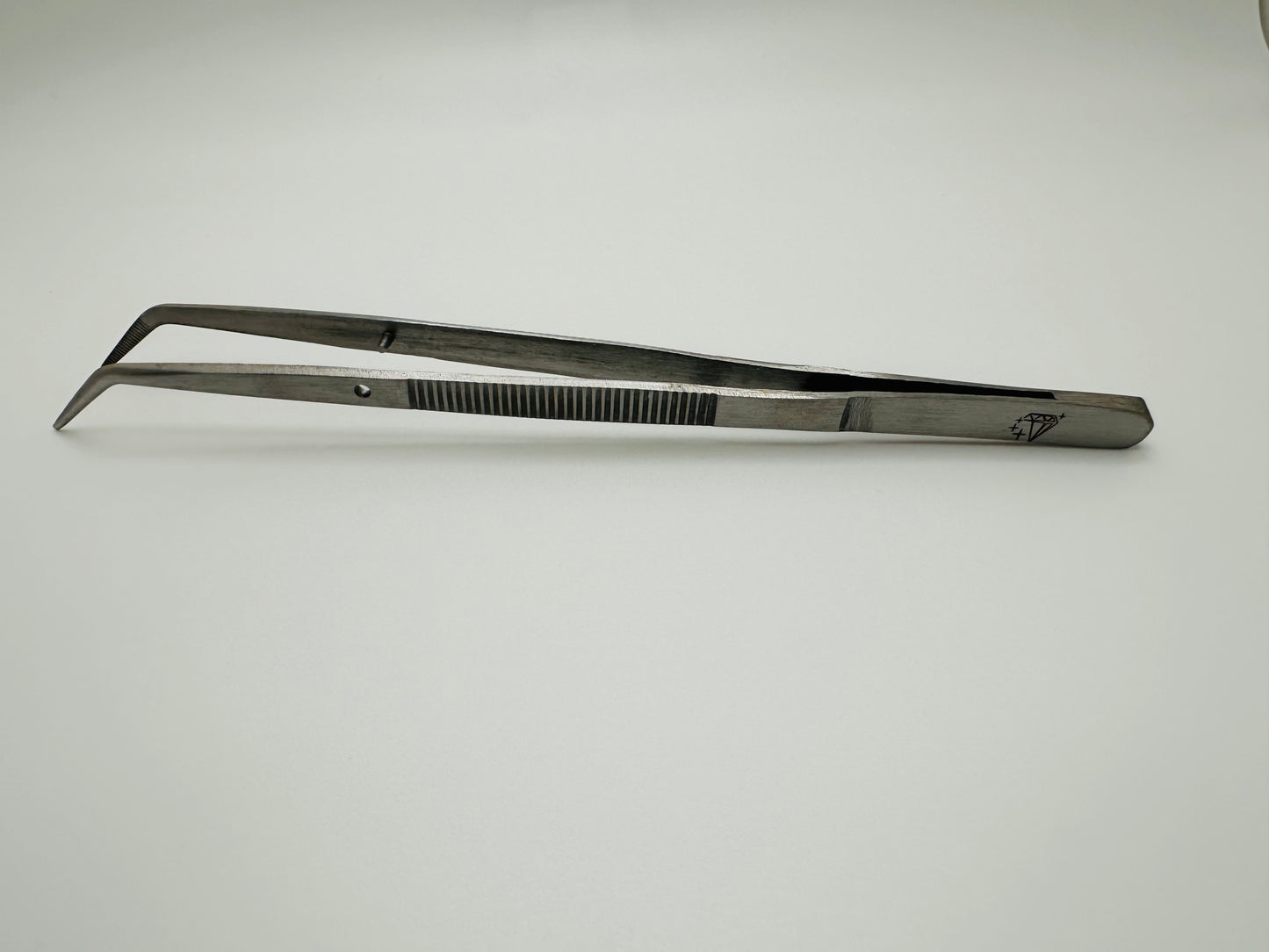 Diamondstar Dental Tweezers Slim Body w/pin Curved.