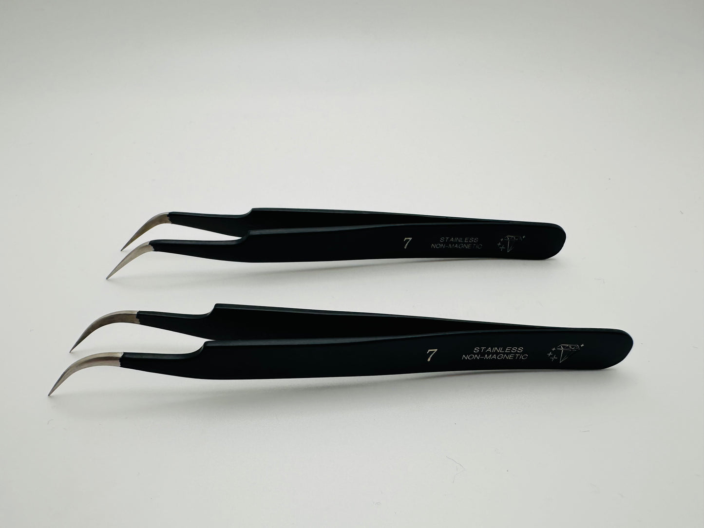 Tweezers # 7. Black. Stainless steel Non Magnetic.