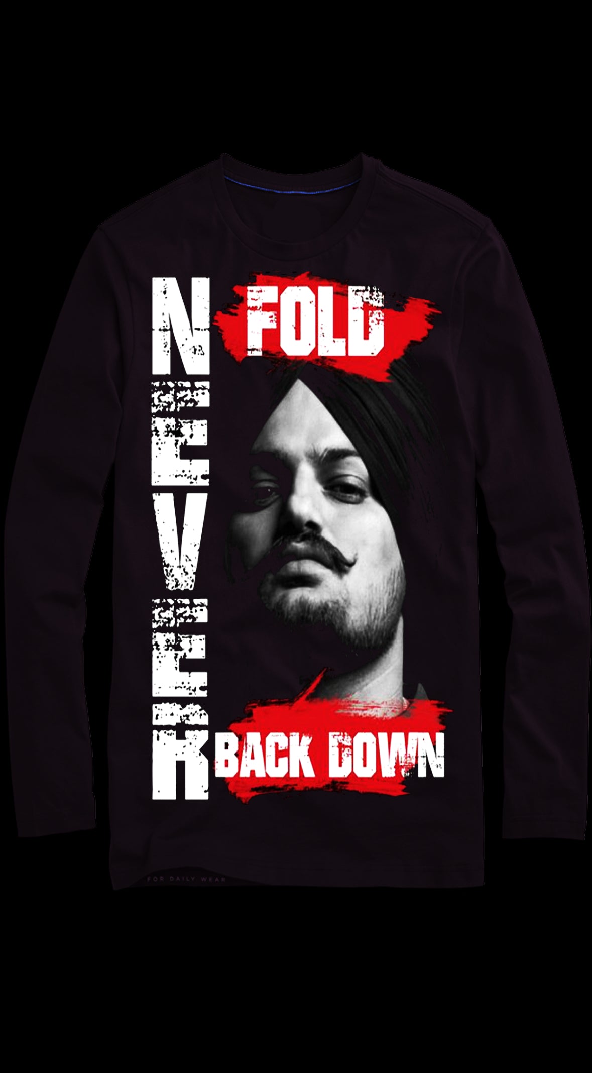 Never Fall Back Down Sidhu Moose Wala Full sleeves Tee. Punjabi legend singer Sidhu Moose Wala.