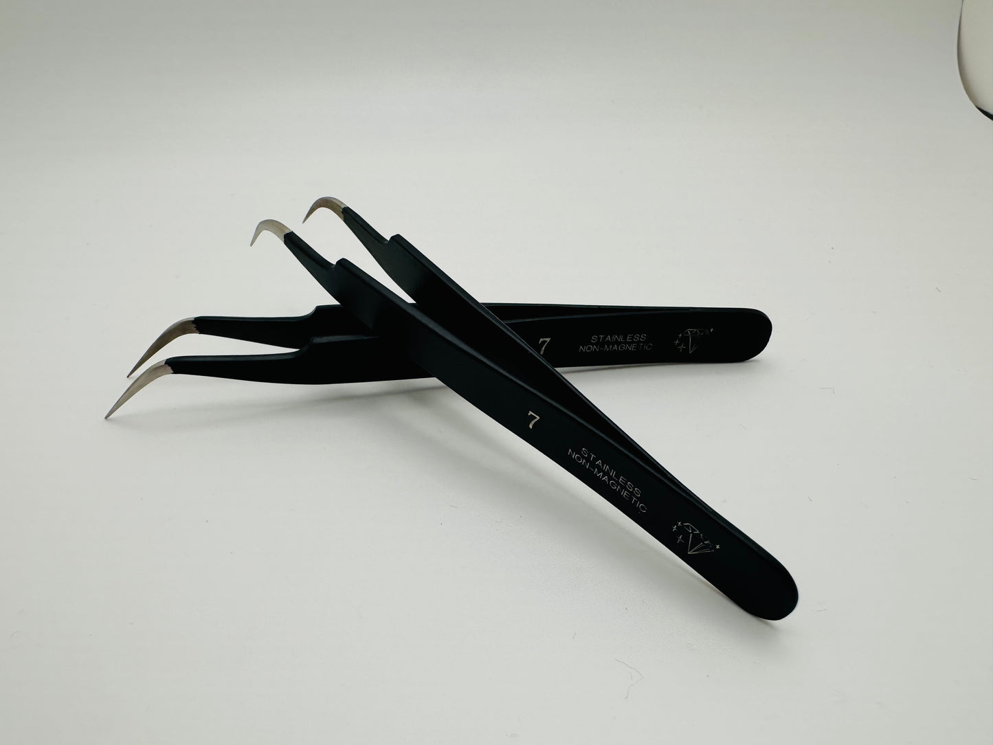 Tweezers # 7. Black. Stainless steel Non Magnetic.