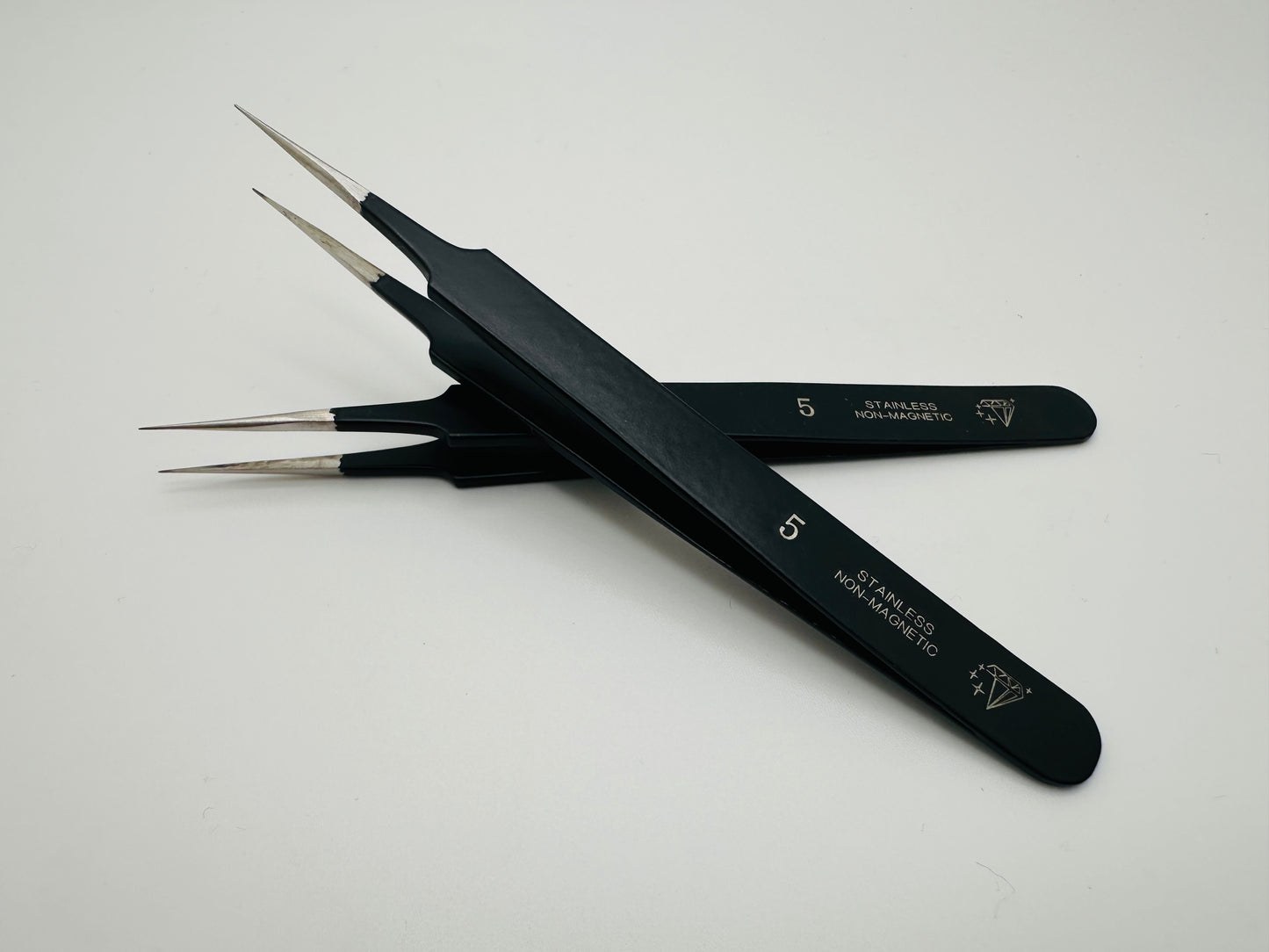 Tweezers No 5. Black. Stainless Steel Non Magnetic.