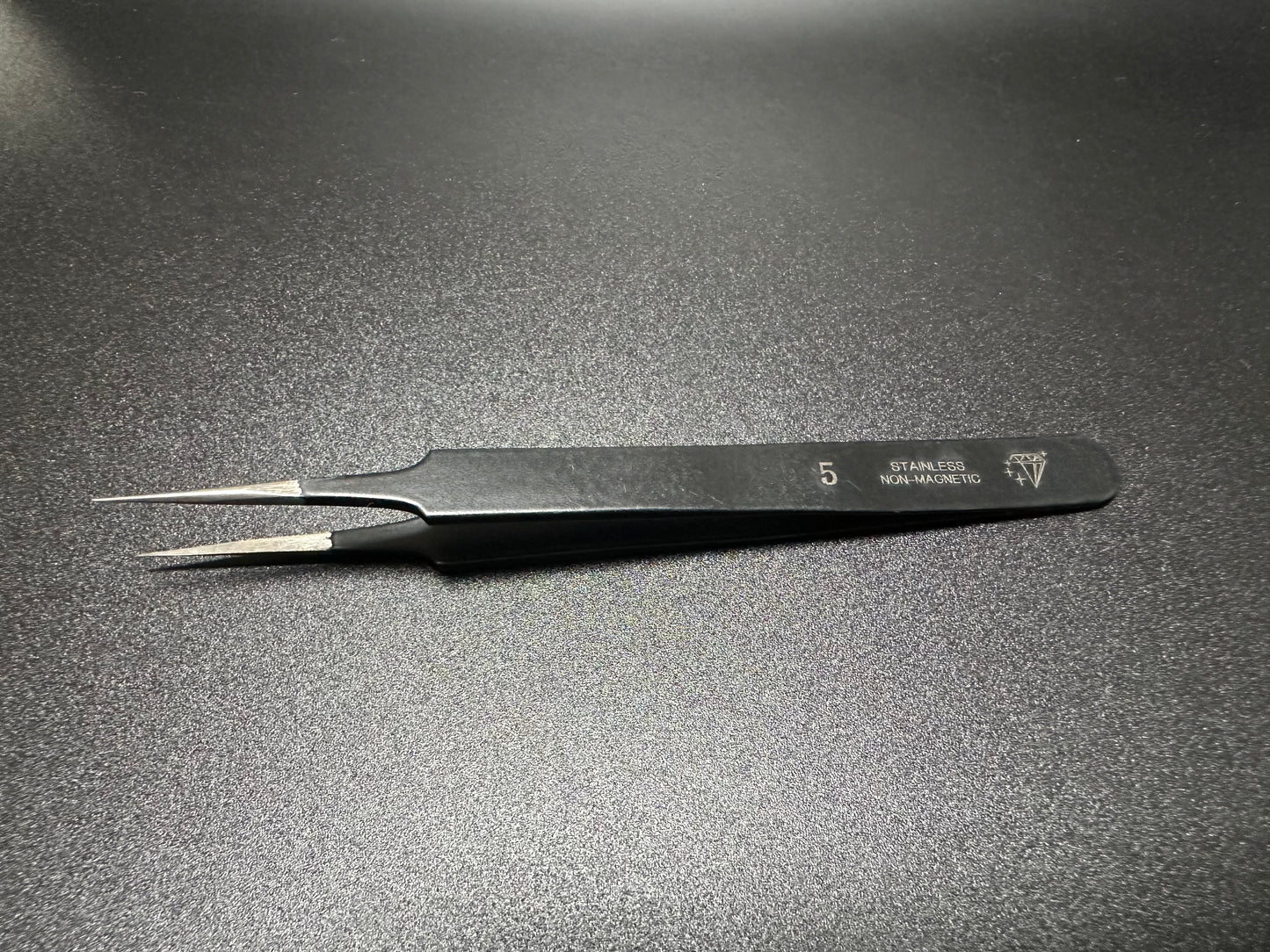 Tweezers No 5. Black. Stainless Steel Non Magnetic.