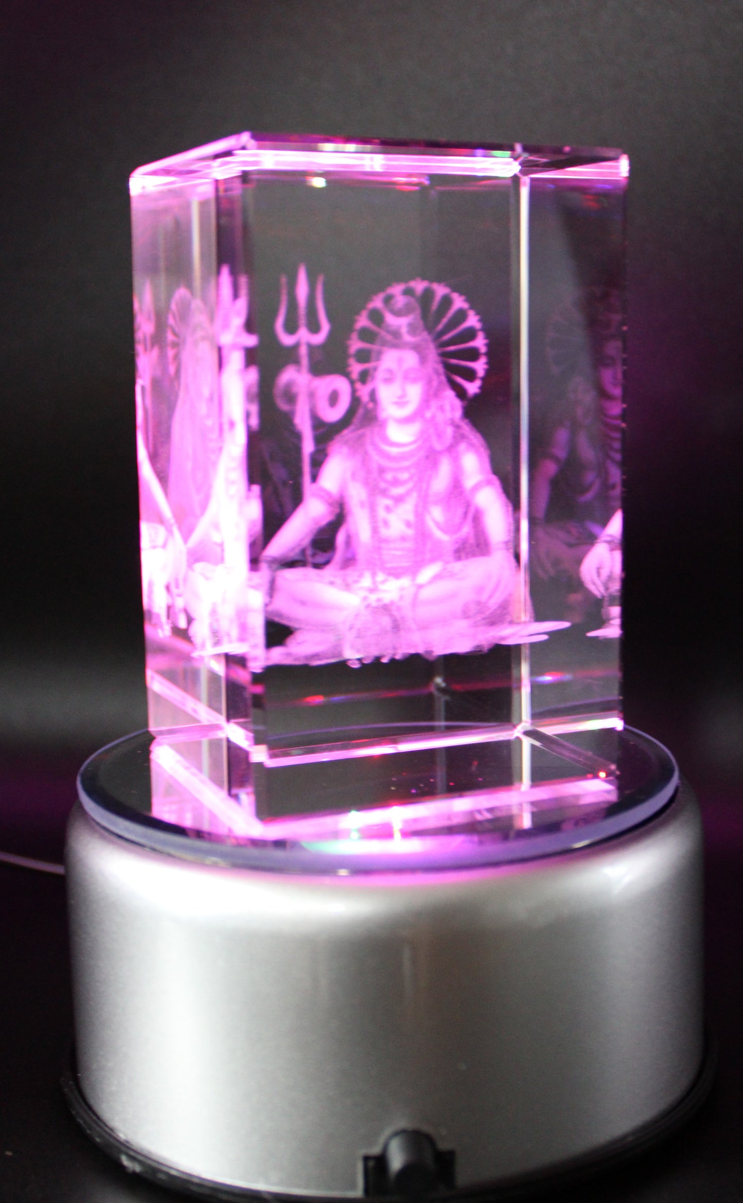Lord Shiva. k9 Led Base With Multi Color Rotating Base. Gift Set Box.