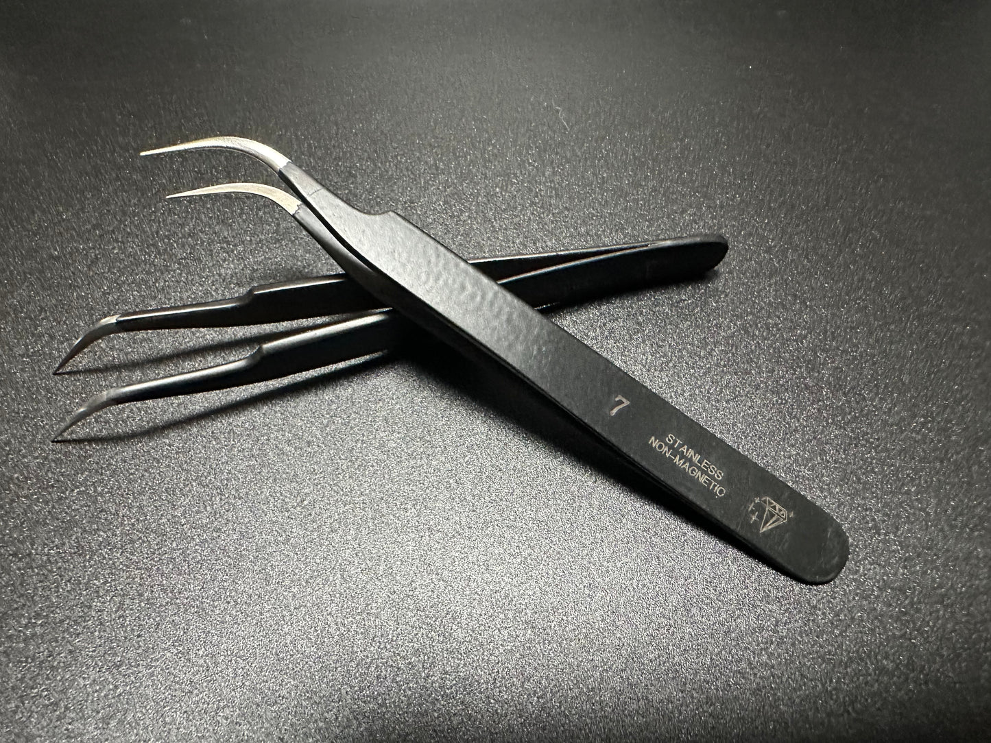 Tweezers # 7. Black. Stainless steel Non Magnetic.