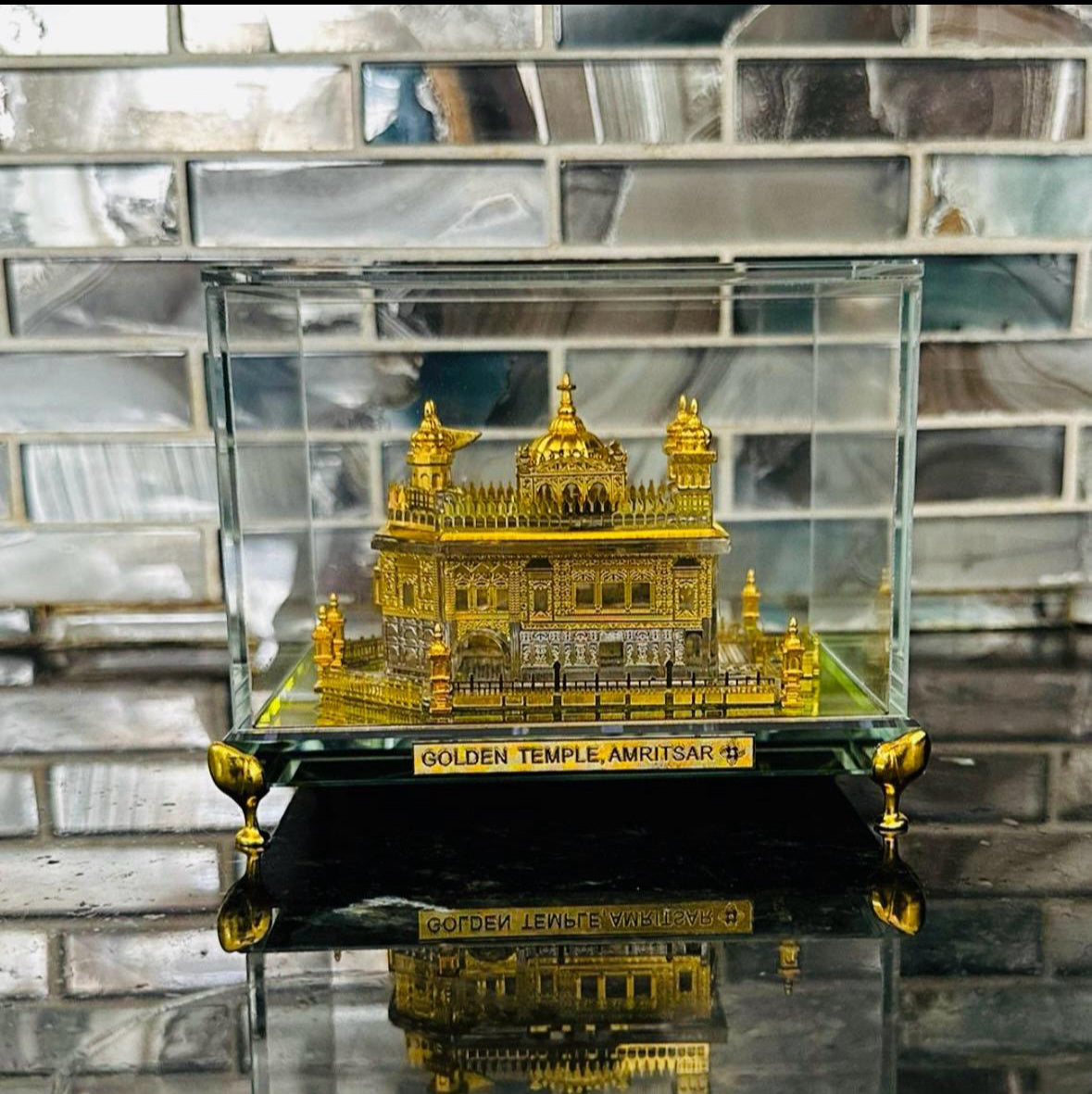 Golden Temple Amritsar 24k Gold Plated. Square Glass.