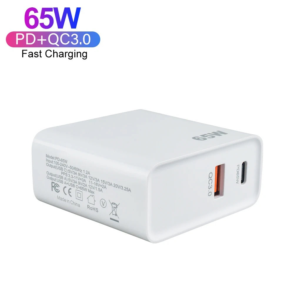 65 watts fast charger.