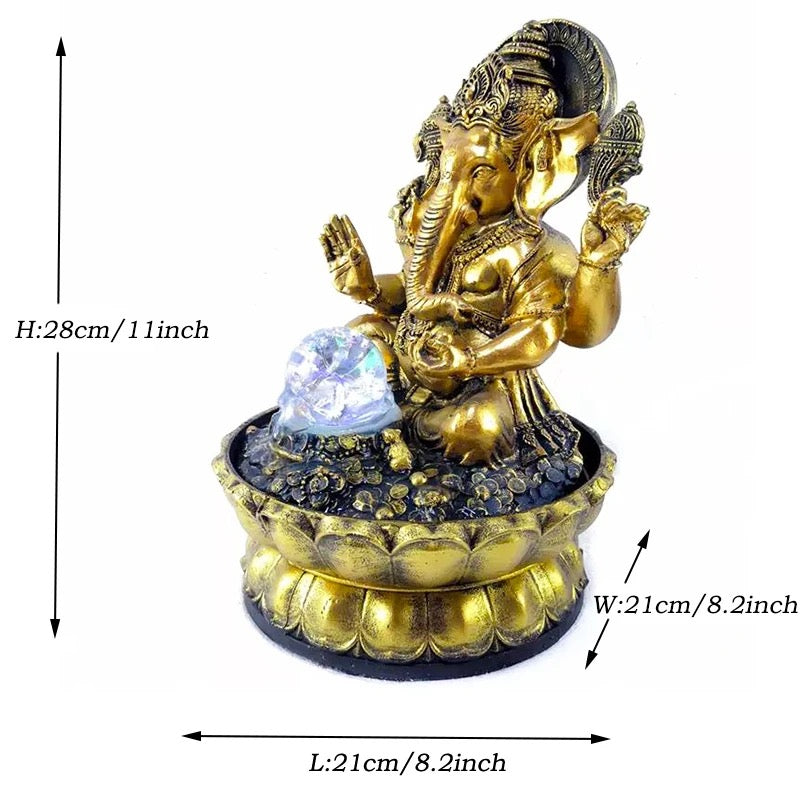 Lord Ganesha Water Fountain with Led Lights. Vastu