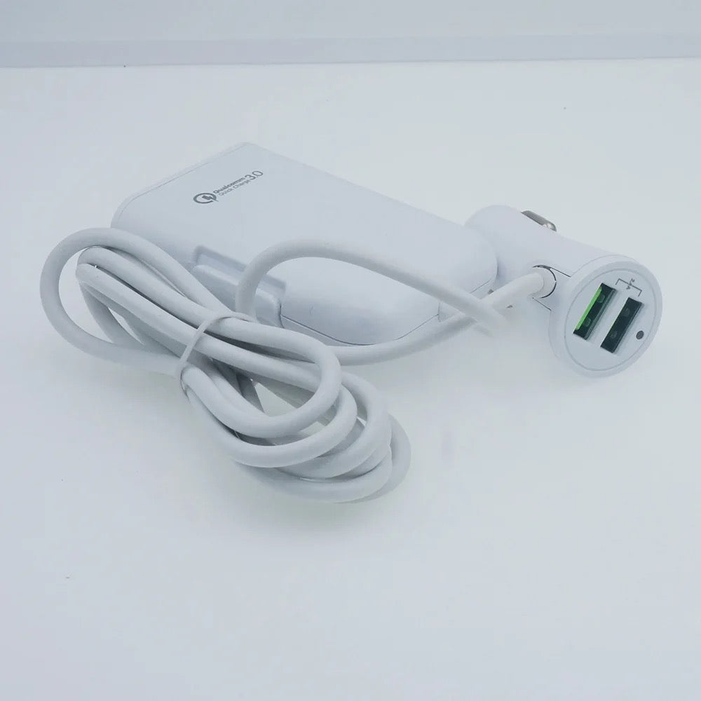 4 in 1 QC 3.0 Car Charger. 1.7m Cable 5v 8A front Rear power Adapter.