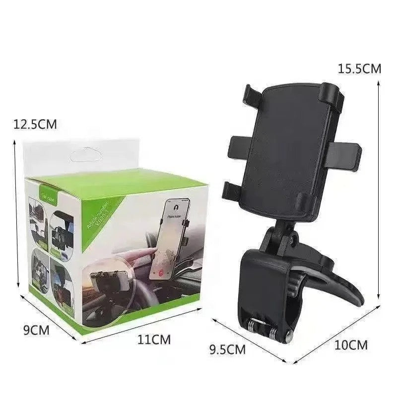 Multi-functional phone Holder for Car. Works With Dashboard, Rearview mirror, sun visor.