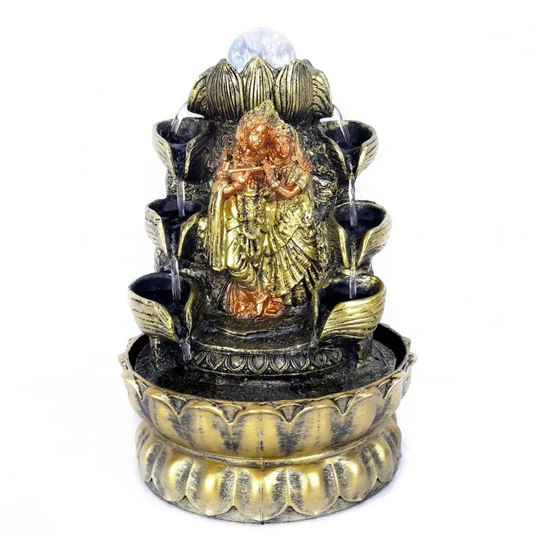 Lord Krishna-Radha Water Fountain with LED Lights. Rolling Ball