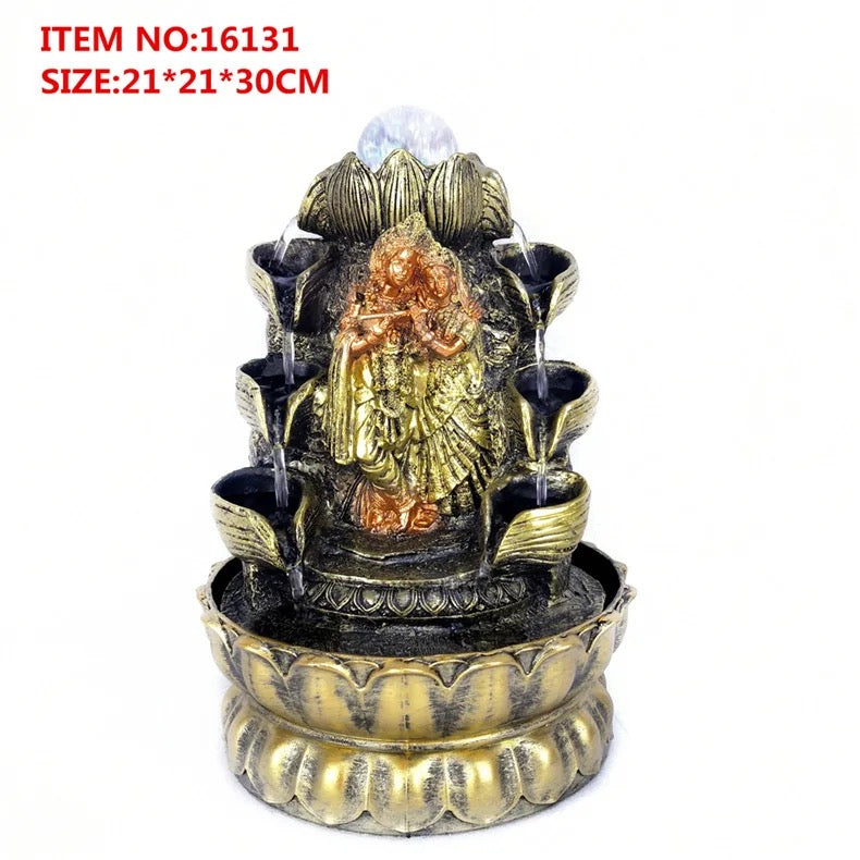 Lord Krishna-Radha Water Fountain with LED Lights. Rolling Ball