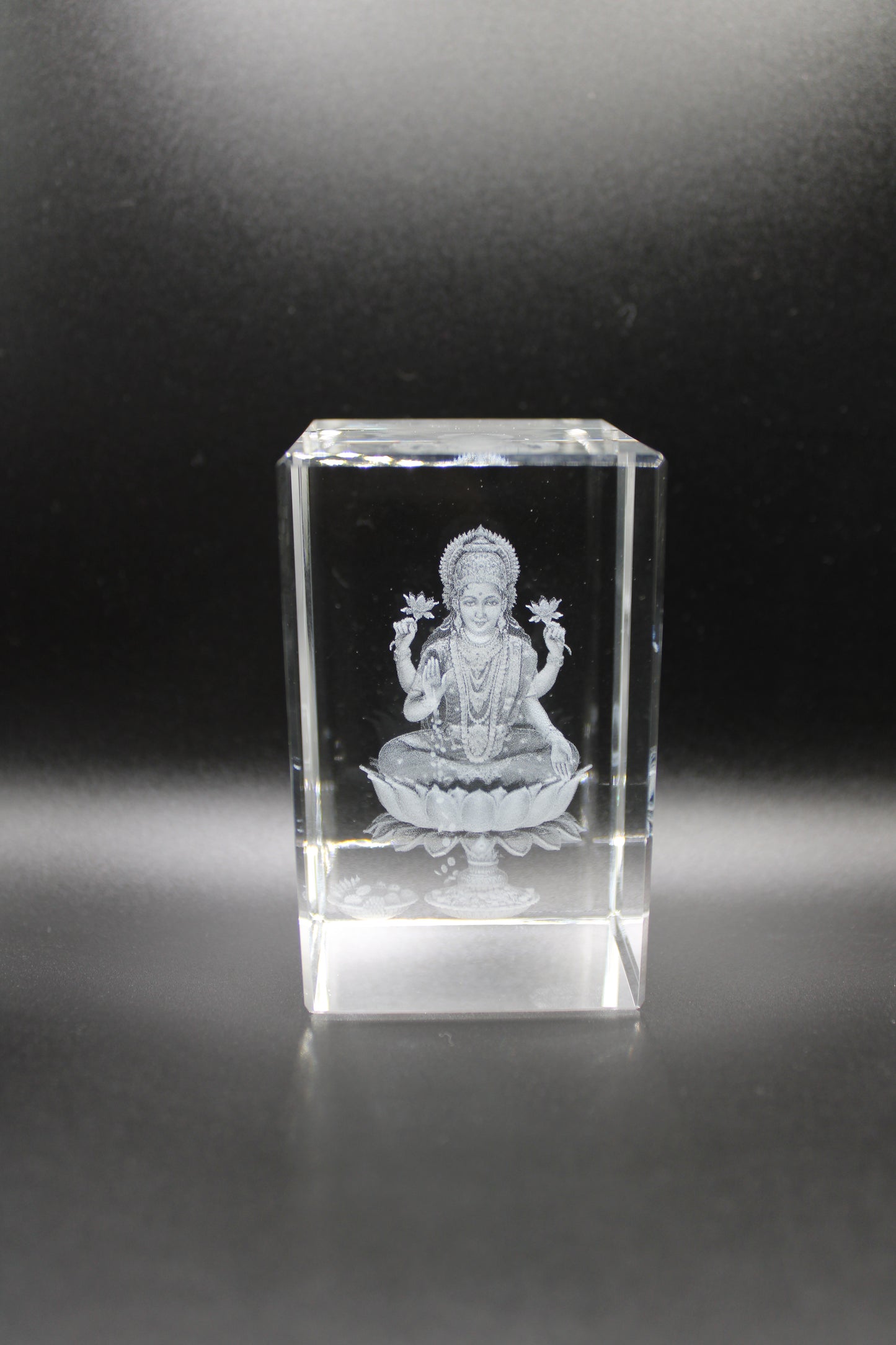 Maa Laxmi. K9 Glass with Multi color Rotating Led Base. Gift Set Box