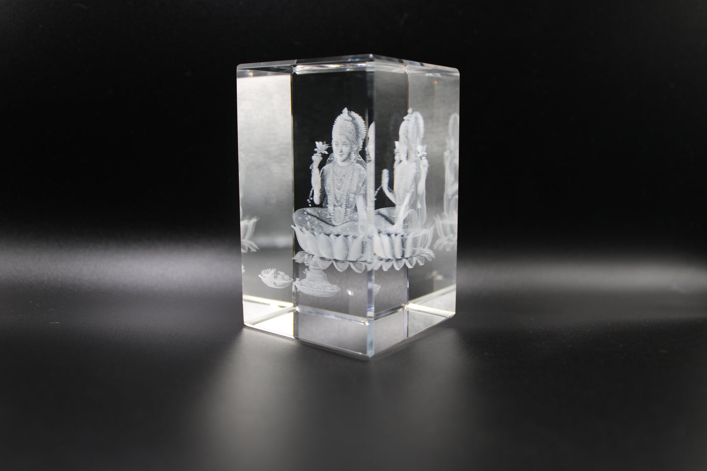 Maa Laxmi. K9 Glass with Multi color Rotating Led Base. Gift Set Box