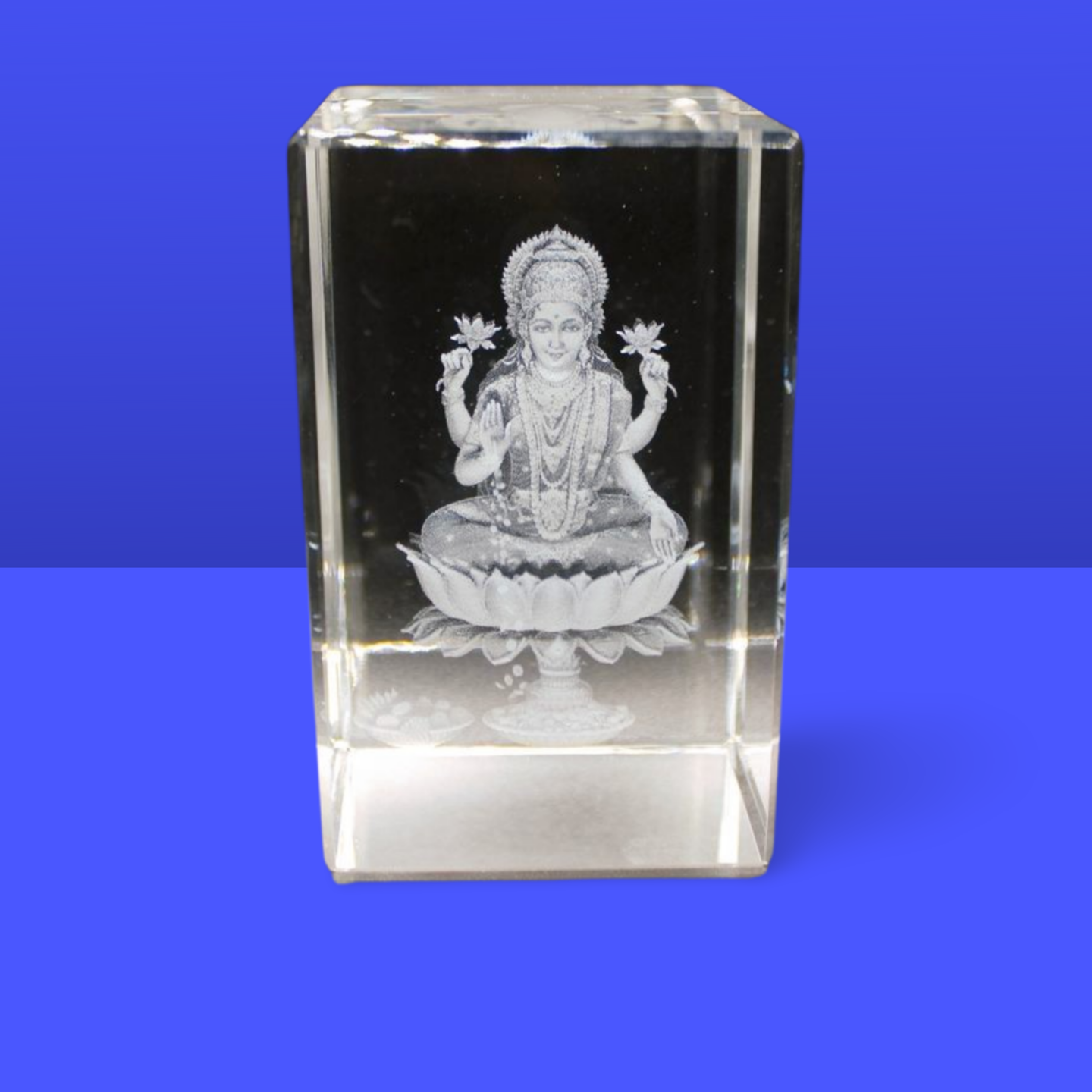 Maa Laxmi. K9 Glass with Multi color Rotating Led Base. Gift Set Box