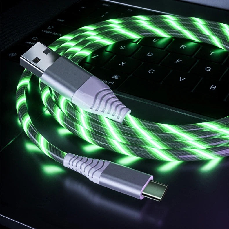 Led Fast charging Cable. Multi Color each. 3 in 1 pack Bundle savings - GREEN RED BLUE