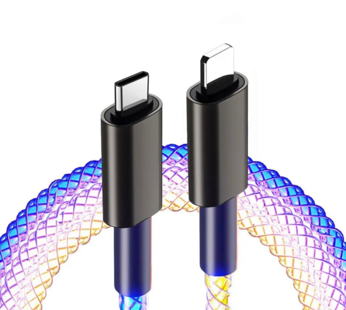 66w RGB led flowing usb to lighting fast charging cable