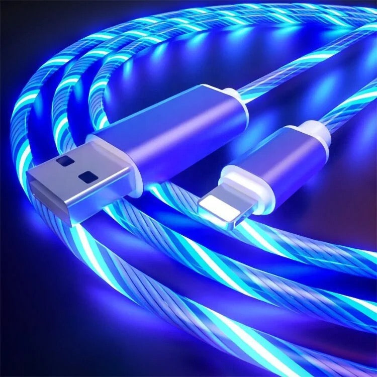 Led Fast charging Cable. Multi Color each. 3 in 1 pack Bundle savings - GREEN RED BLUE