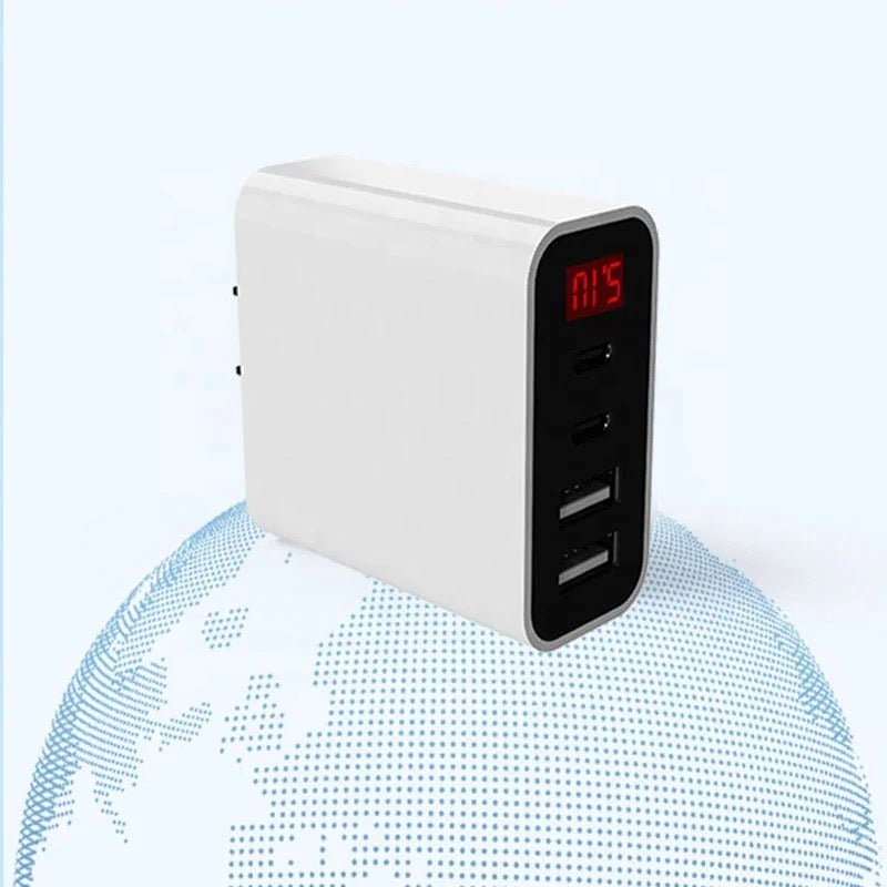 20w Fast Wall Charger with 4 Ports. 2 USB ports. 2 Type-c