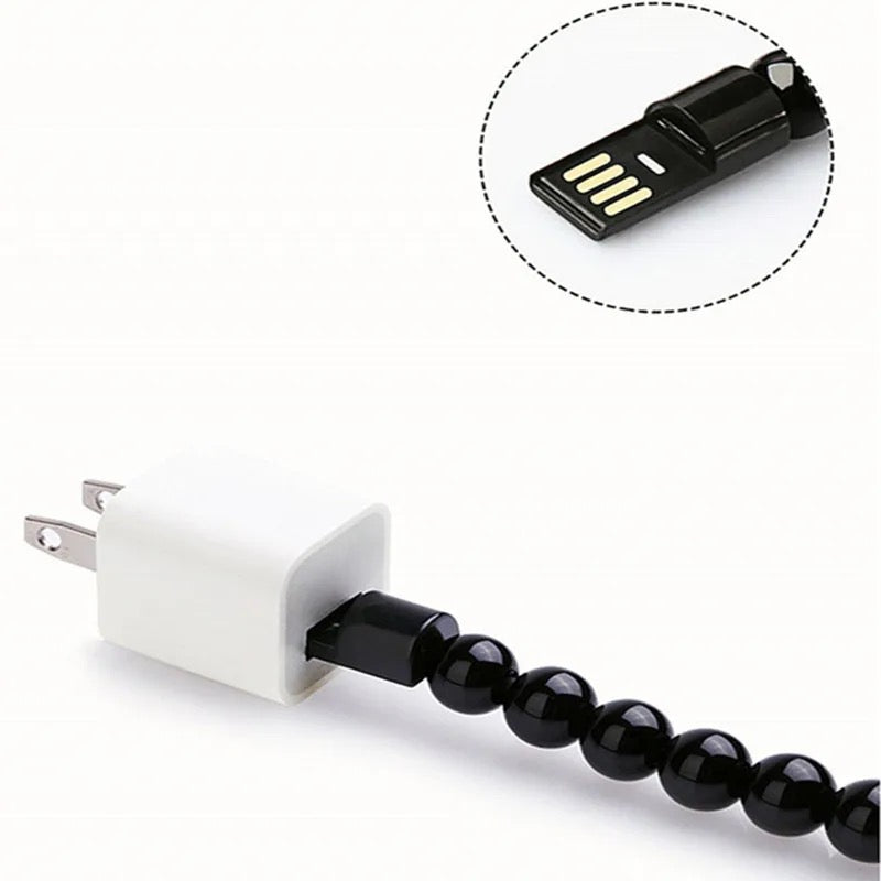 Bead Pure Color Bracelet USB Charging Cable for iPhone.