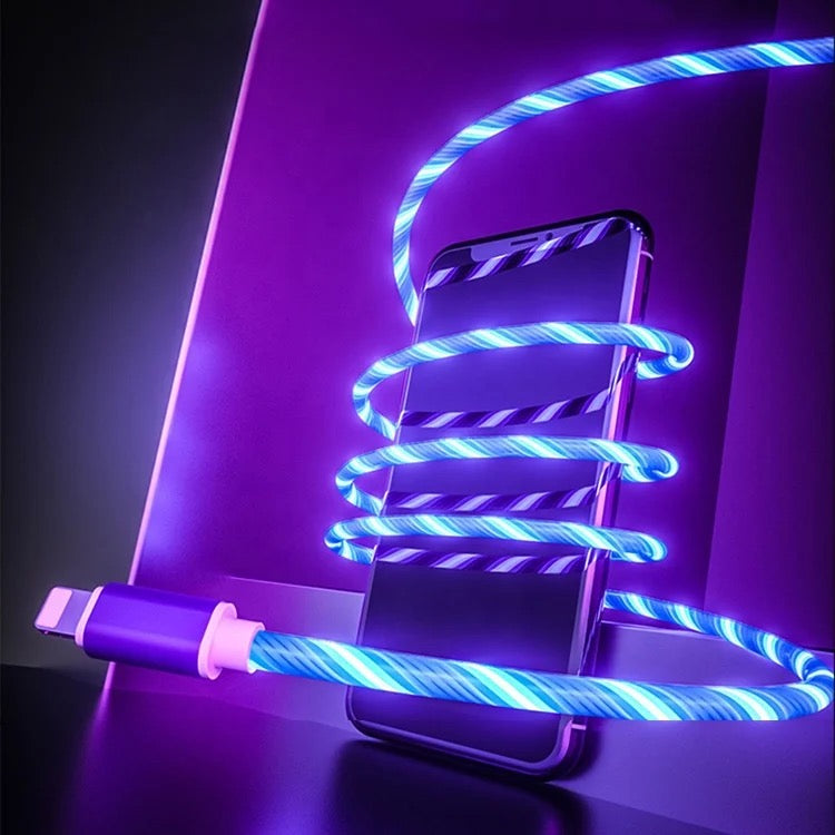 Led Fast charging Cable. Multi Color each. 3 in 1 pack Bundle savings - GREEN RED BLUE