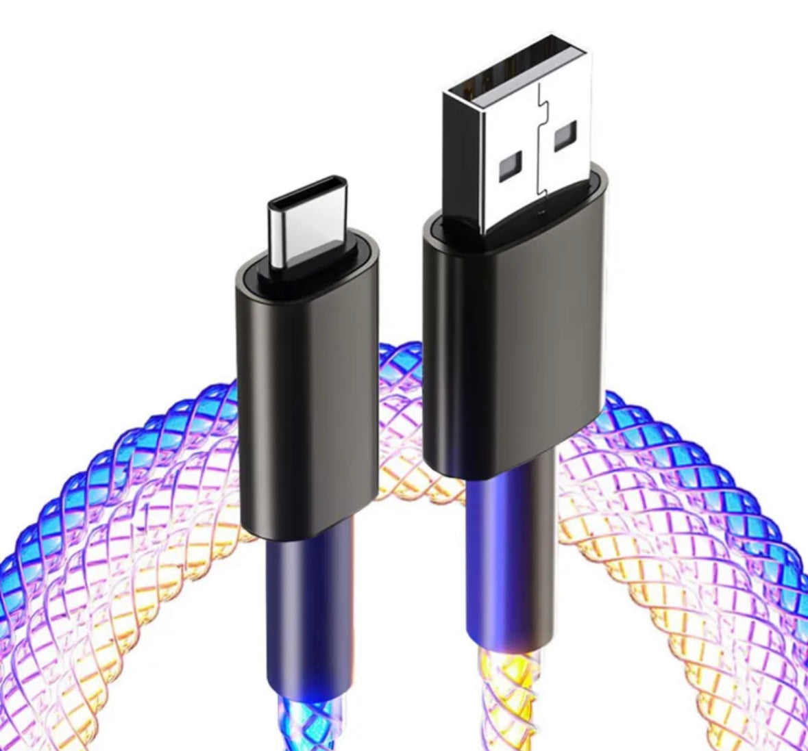 66w RGB led flowing usb to lighting fast charging cable