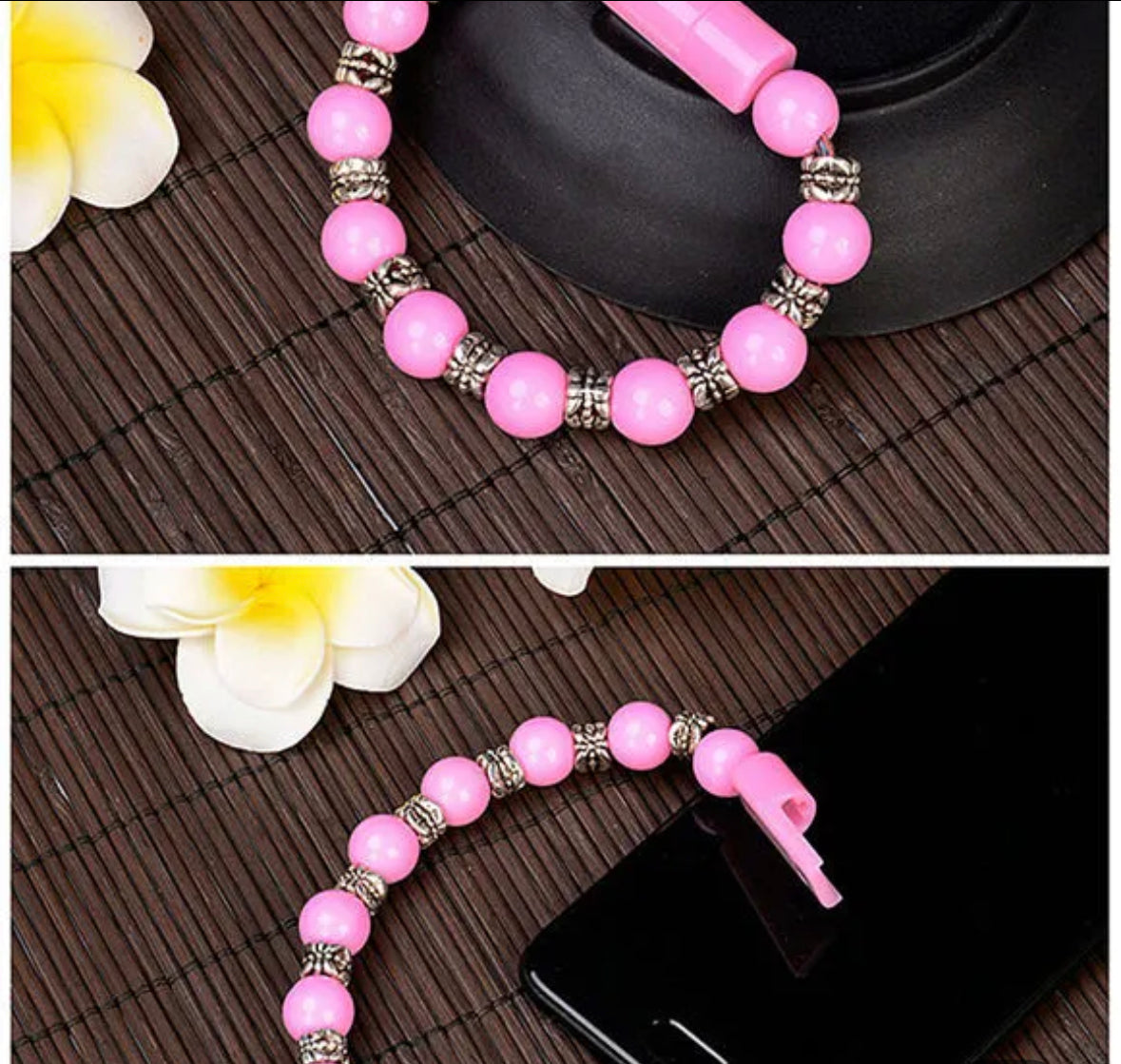 Bead Pure Color Bracelet USB Charging Cable for iPhone.