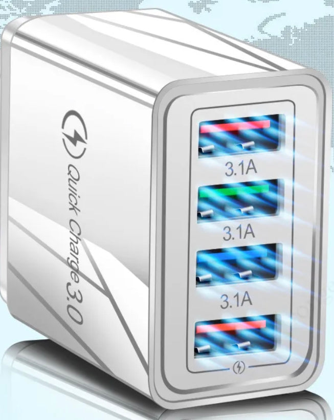 EXTRA LIGHT WEIGHT- Fast Phone Charging. 5v 3.1A 48w QC 3.0 Universal charger. Travel Charger. Charger for iPhone, Samsung..