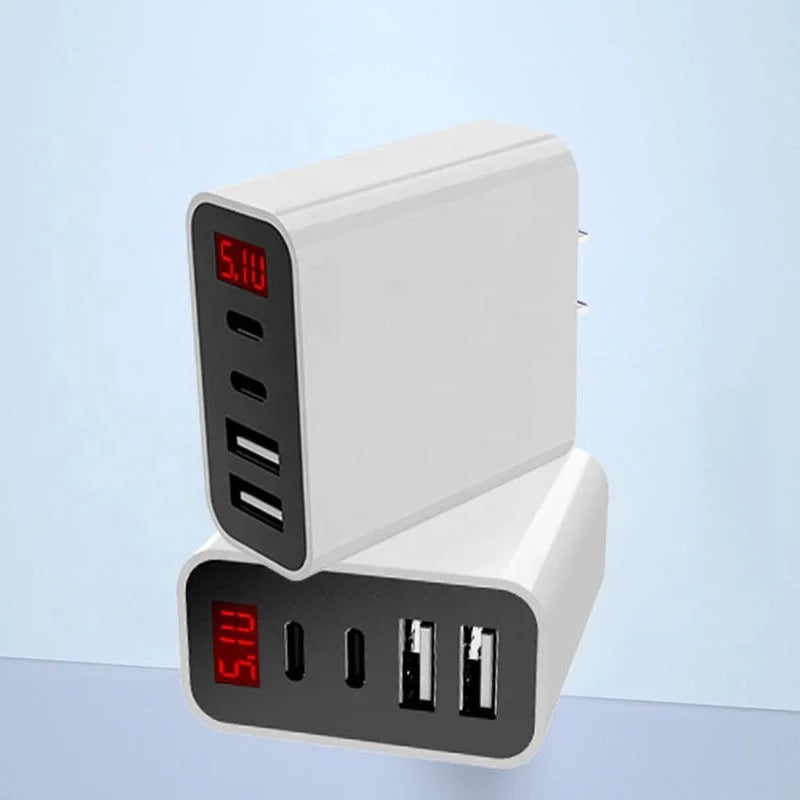 20w Fast Wall Charger with 4 Ports. 2 USB ports. 2 Type-c