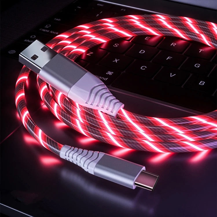 Led Fast charging Cable. Multi Color each. 3 in 1 pack Bundle savings - GREEN RED BLUE