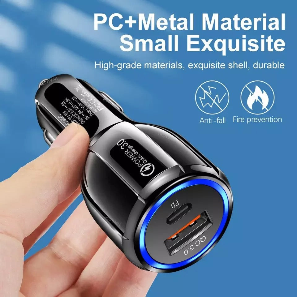 Car charger. Usb and type-c port.