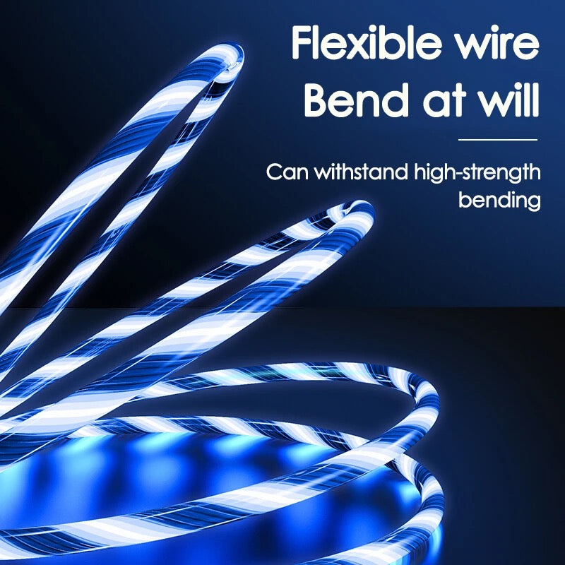 Led Fast charging Cable. Multi Color each. 3 in 1 pack Bundle savings - GREEN RED BLUE