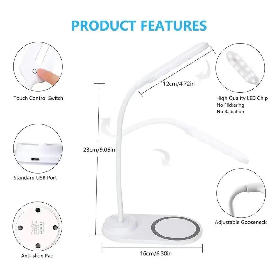 10W Quick Charging Wireless Charger and Eye-Caring Lamp