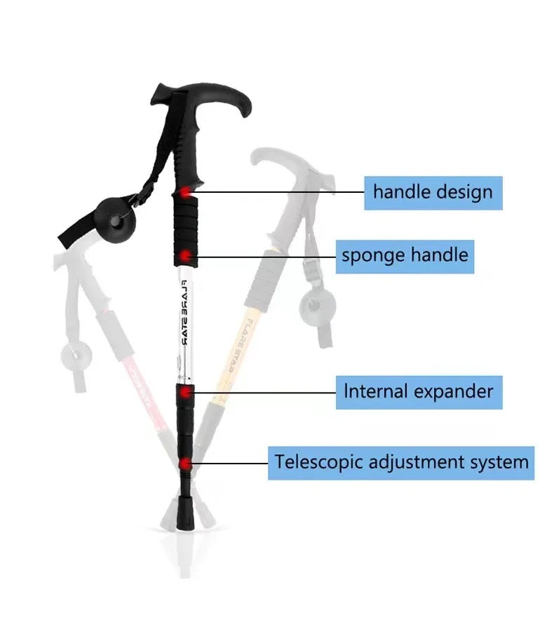 Hiking adjustable single pole. Hiking stick