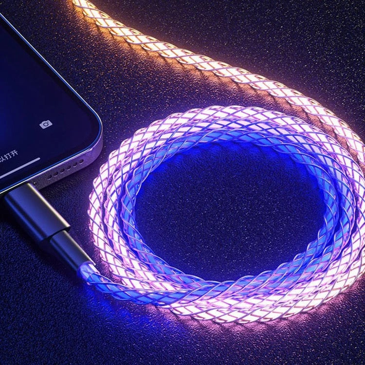 66w RGB led flowing usb to lighting fast charging cable