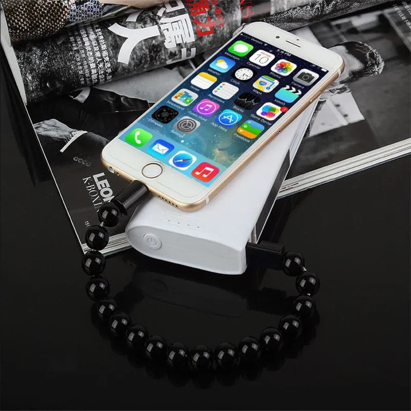 Bead Pure Color Bracelet USB Charging Cable for iPhone.