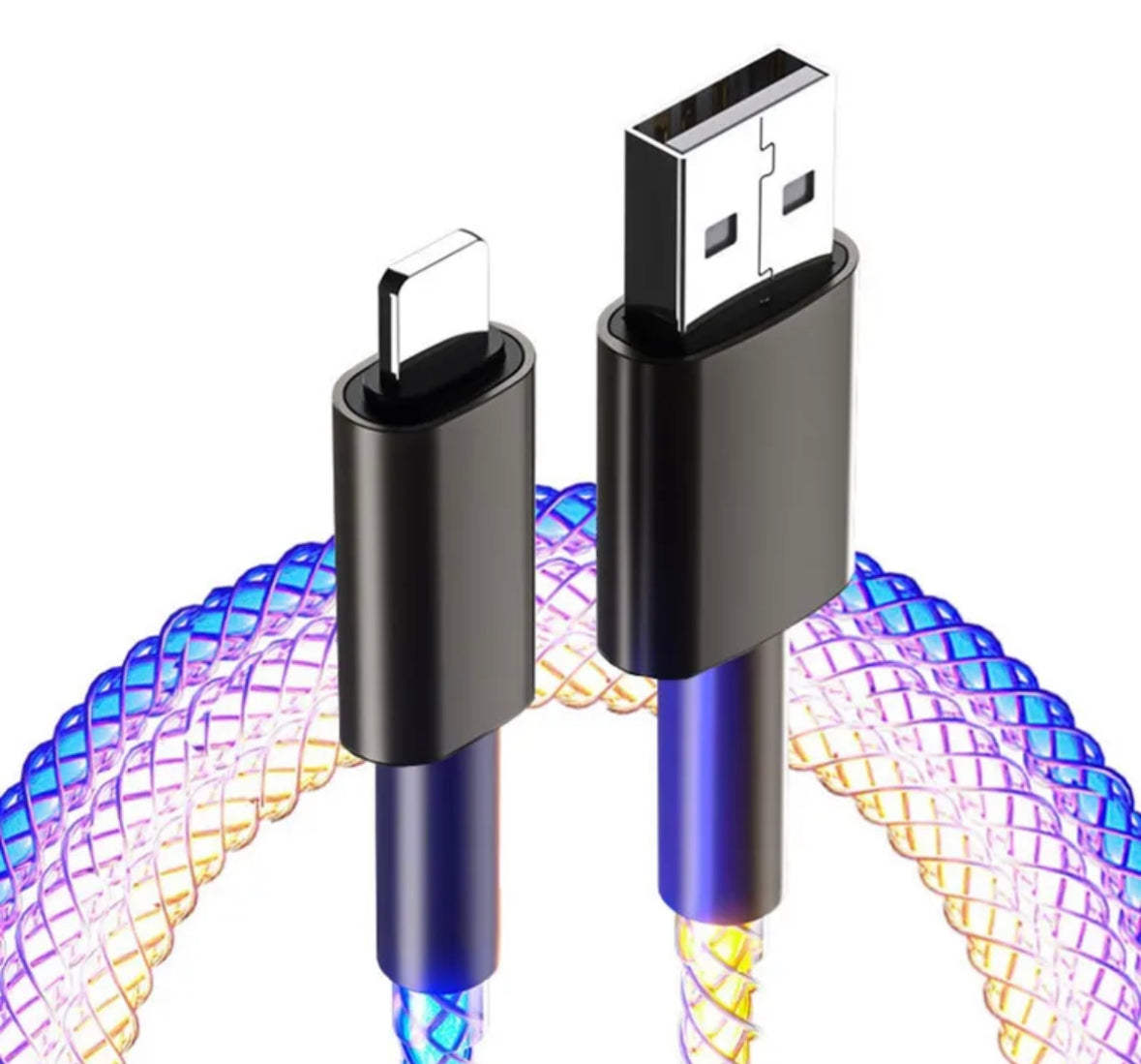 66w RGB led flowing usb to lighting fast charging cable