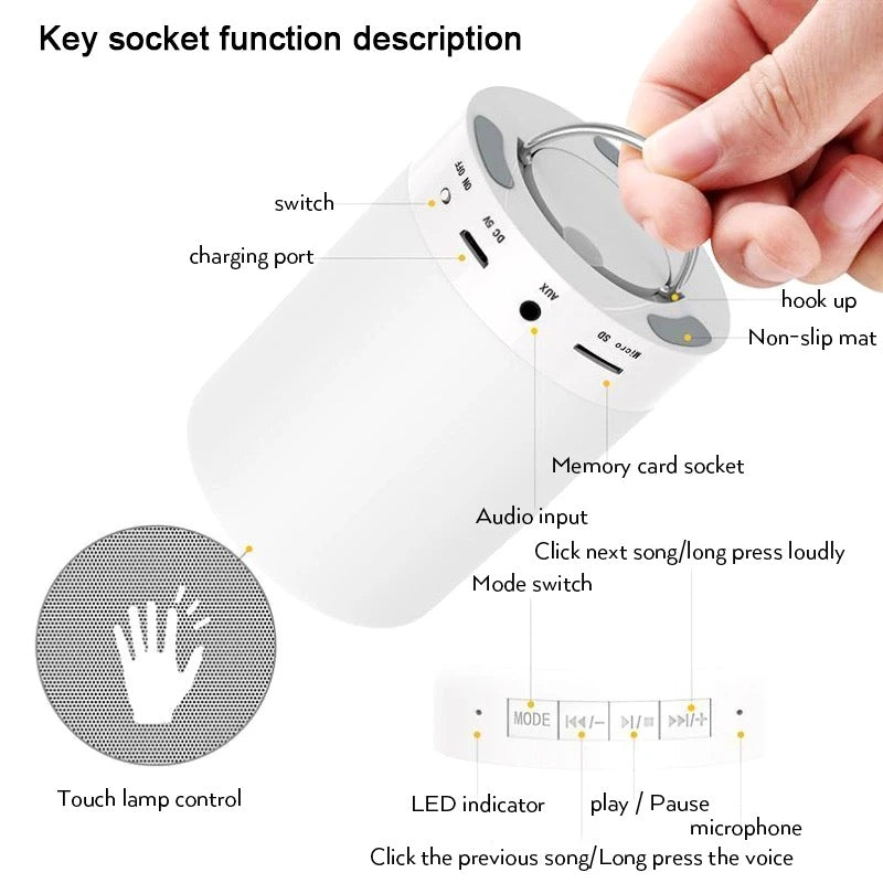 Portable Music Player Wireless USB Handsfree stereo Bluetooth speaker, Camping light