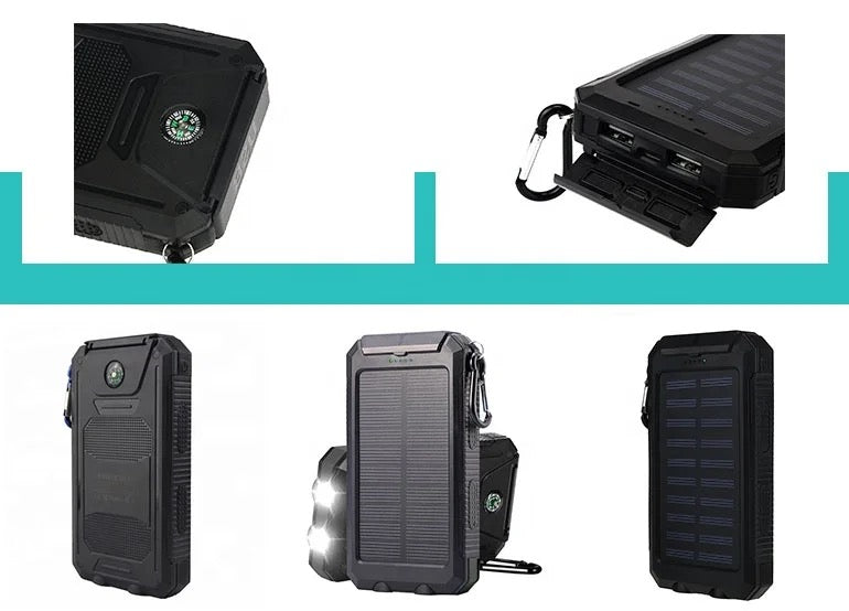 20000mah Solar Waterproof Power Bank with LED Flash light