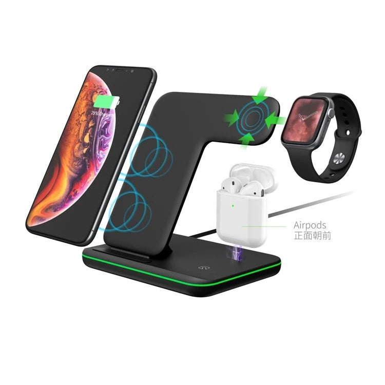 15W Fast Wireless Charger stand 3 in 1. Foldable. iPhone, Air pods, IWatch- Charge All at the Same Time