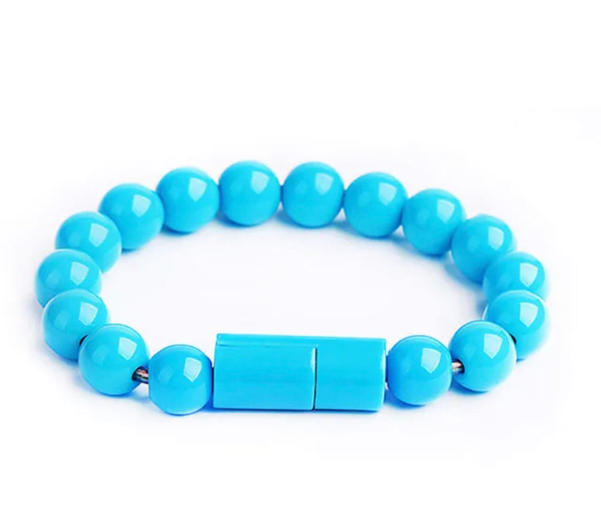 Bead Pure Color Bracelet USB Charging Cable for iPhone.