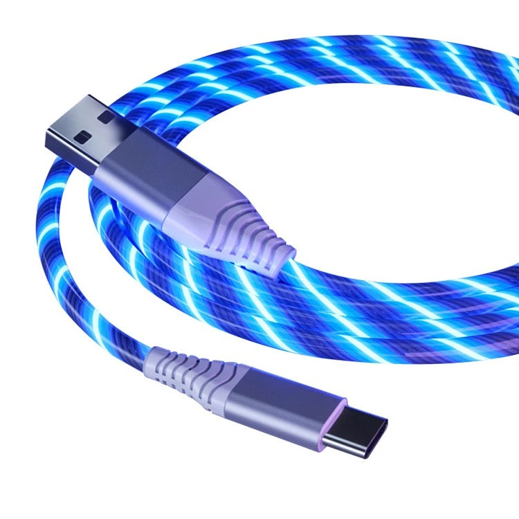 Led Fast charging Cable. Multi Color each. 3 in 1 pack Bundle savings - GREEN RED BLUE